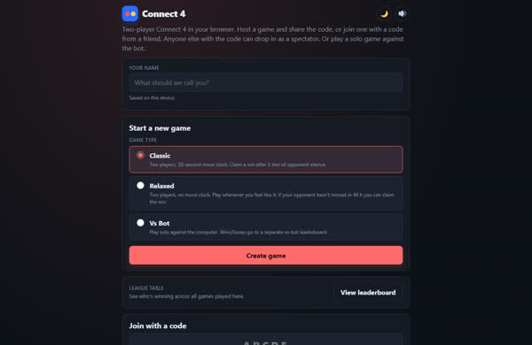 Connect 4 screenshot